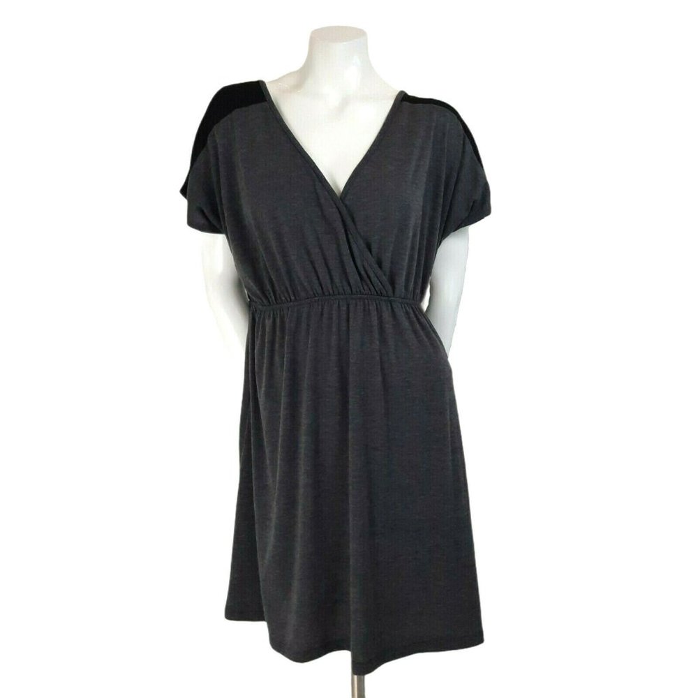 Delirious Gray Soft Casual Surplice A-Line Dress